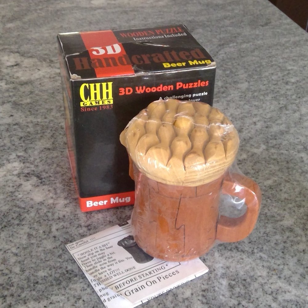 3D Wooden Beer Mug Puzzle - Picture 1 of 7